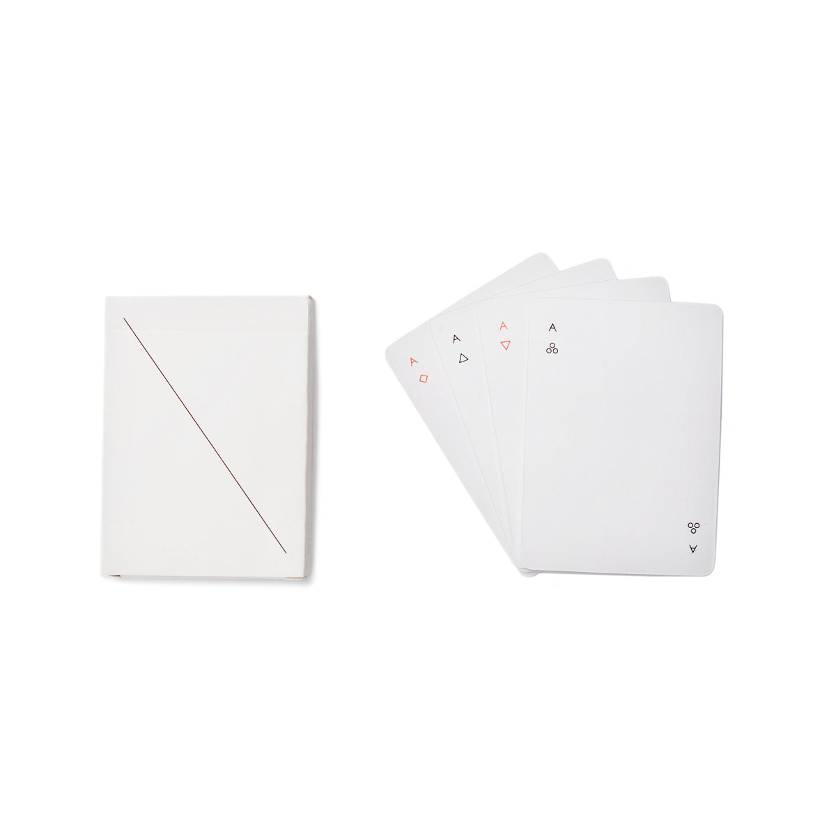 Areaware White minim playing cards box and fanned out cards on white background