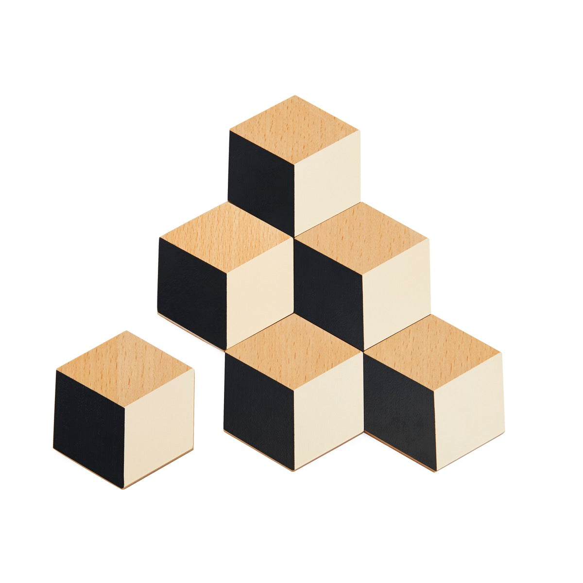 Areaware Table tiles black coasters in triangle grid