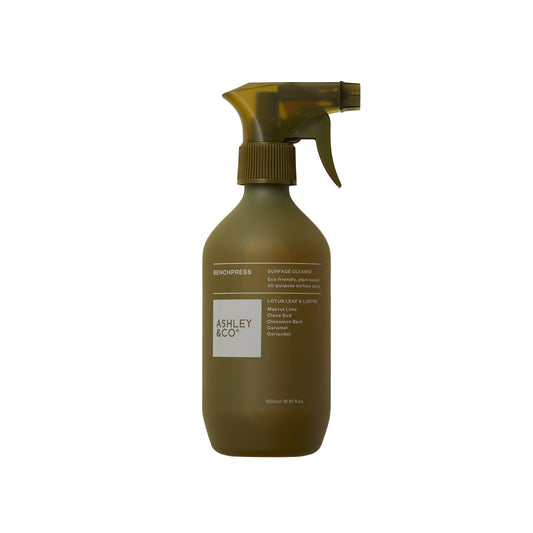 Ashley and Co 'Benchpress' surface spray in lotus leaf & lustre fragrance.