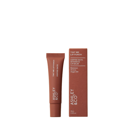 Ashley and Co 'Tint Me Lip Punch' coffee date coloured lip balm.