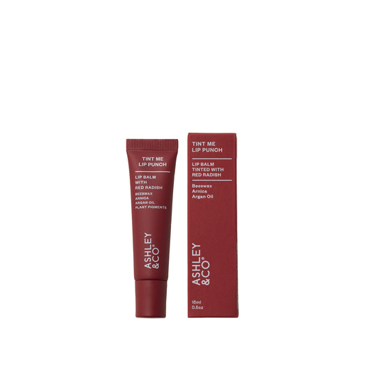 Ashley and Co 'Tint Me Lip Punch' beet red coloured lip balm.