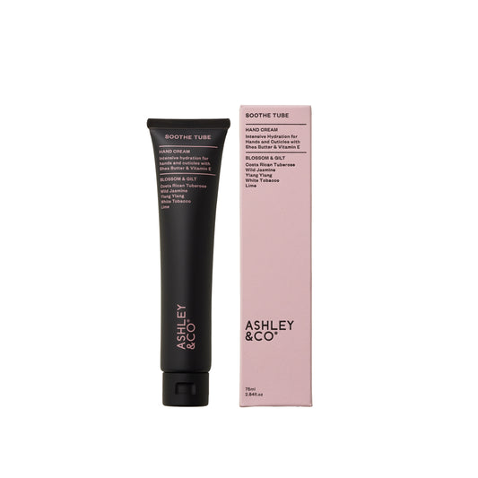 Ashley and Co 'Soothe Tube' handcream in blossom and gilt fragrance.