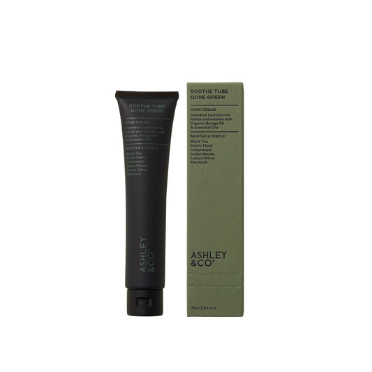 Ashley and Co 'Soothe Tube Gone Green' handcream in mortar and pestle fragrance.