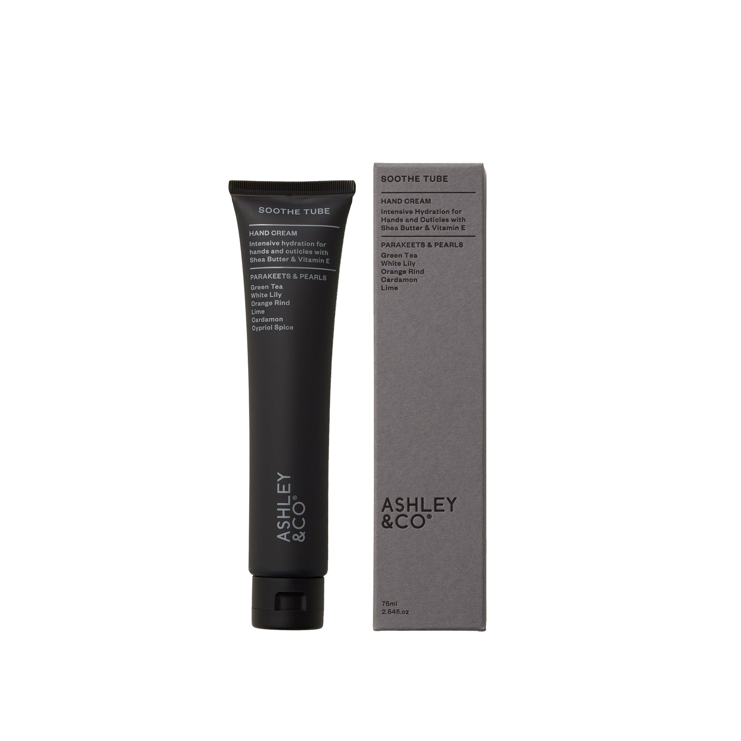 Ashley and Co 'Soothe Tube' handcream in parakeets and pearls fragrance.