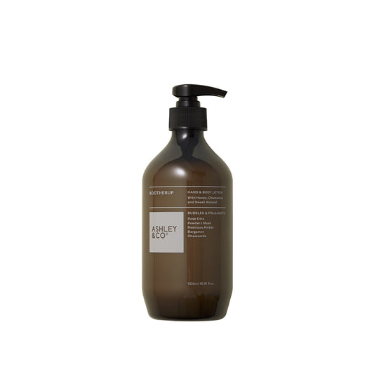 Ashley and Co 'Sootherup' hand and body lotion in bubbles and polkadots fragrance.