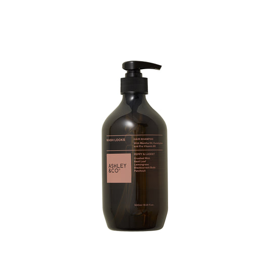 Ashley and Co "Wash Locks' hair shampoo in Peppy and Lucent scent.