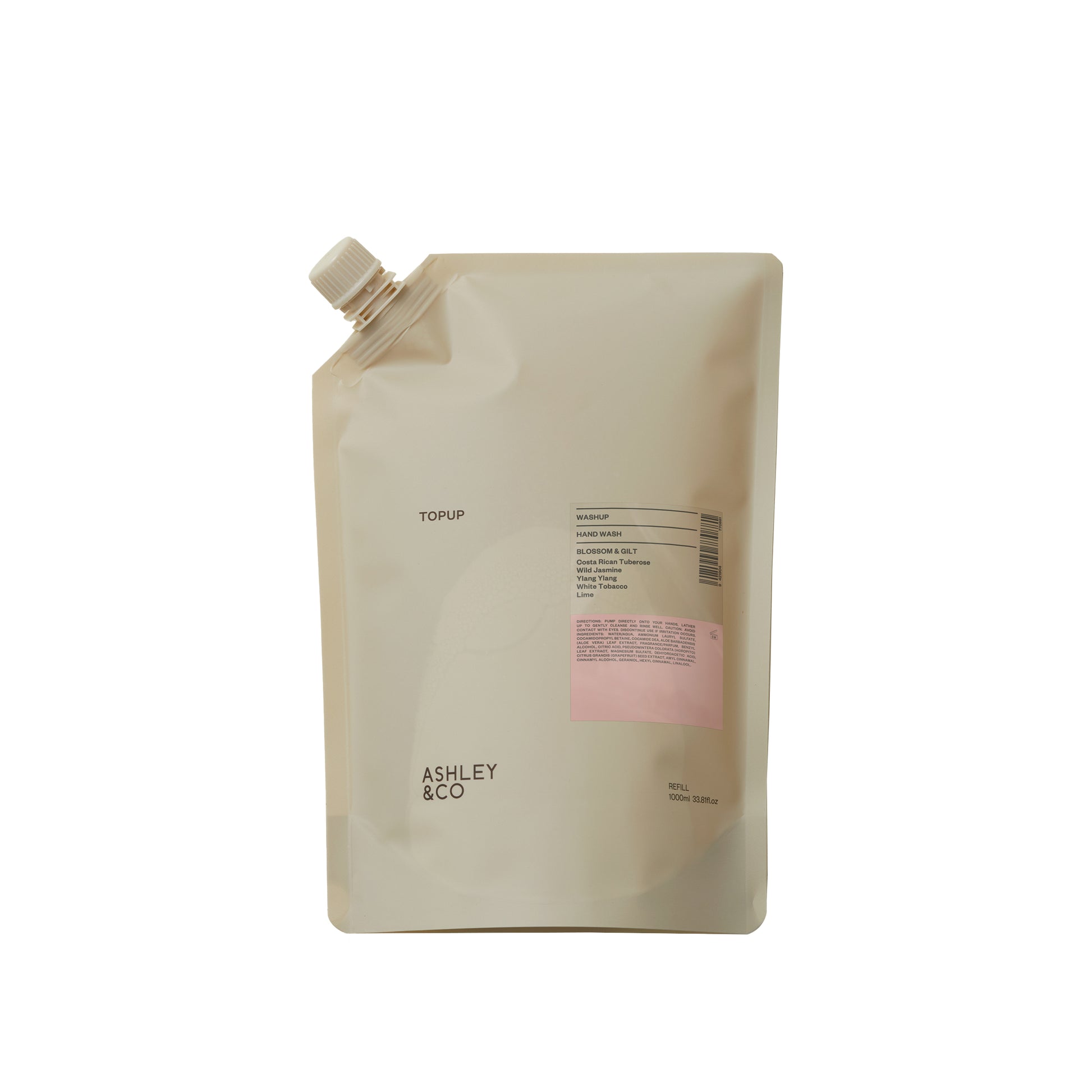Ashley and Co 'Washup' handwash top up sachet in blossom and gilt. 