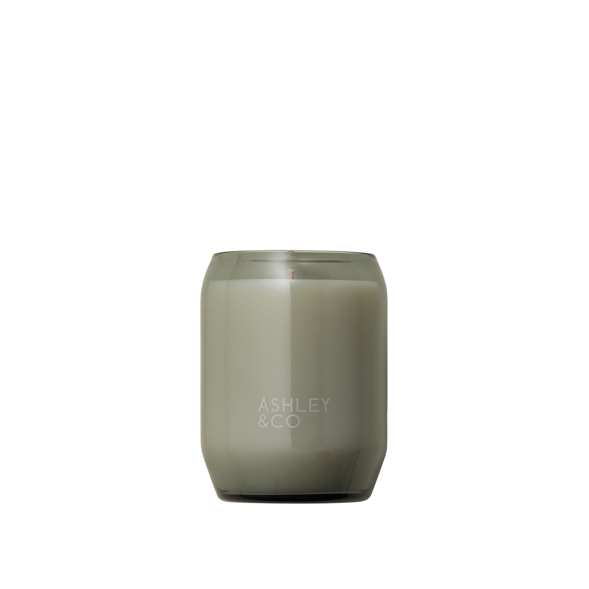 Ashley and Co 'Waxed Perfume' scented candle in tui and kahili fragrance, close up.