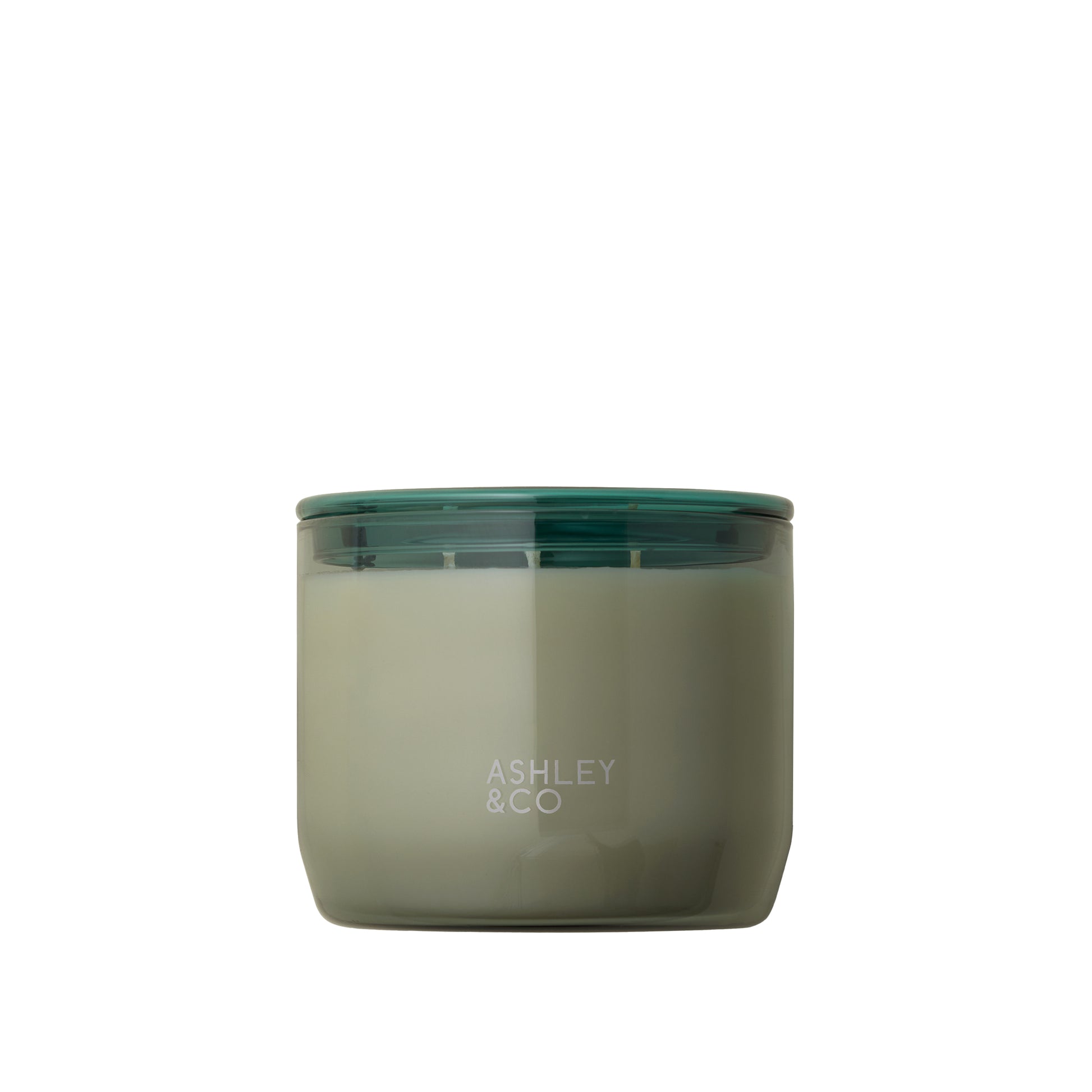Ashley and Co 'Waxed Perfume XL' scented candle in blossom and gilt fragrance with lid on.