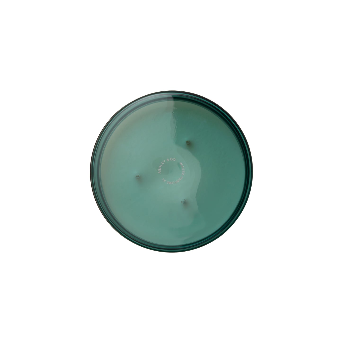 Overhead shot of Ashley and Co 'Waxed Perfume' scented candle in blossom and gilt fragrance.