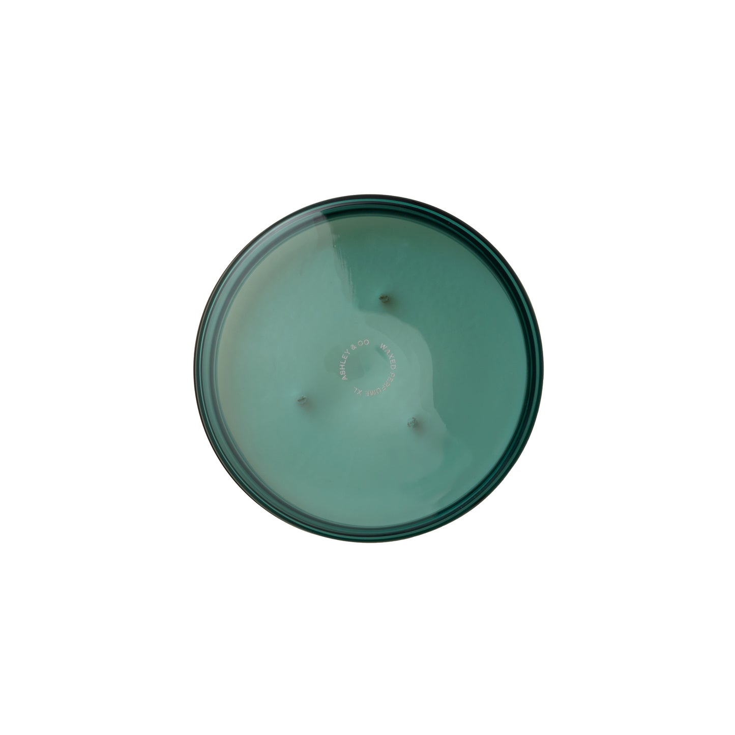 Overhead shot of Ashley and Co 'Waxed Perfume' scented candlein tui and kaili fragrance.