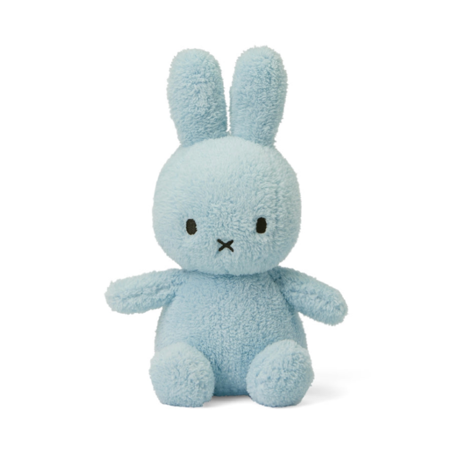 Bon Ton Toys light blue terry Sitting Miffy 23cm plush toy straight on view