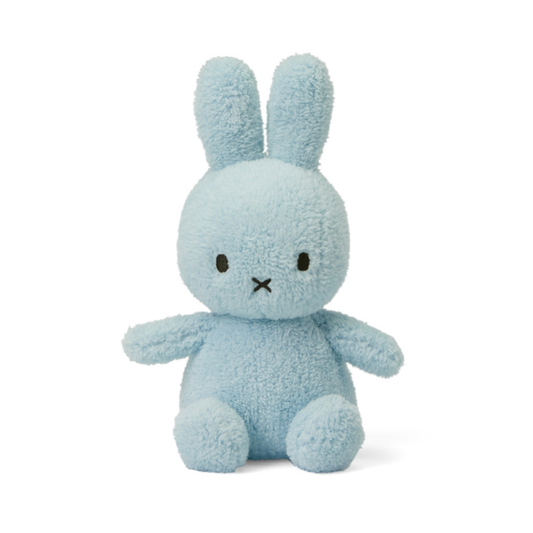 Bon Ton Toys light blue terry Sitting Miffy 23cm plush toy straight on view