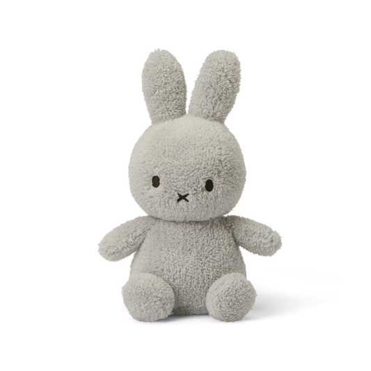 Bon Ton Toys light grey terry Sitting Miffy 23cm plush toy straight on view