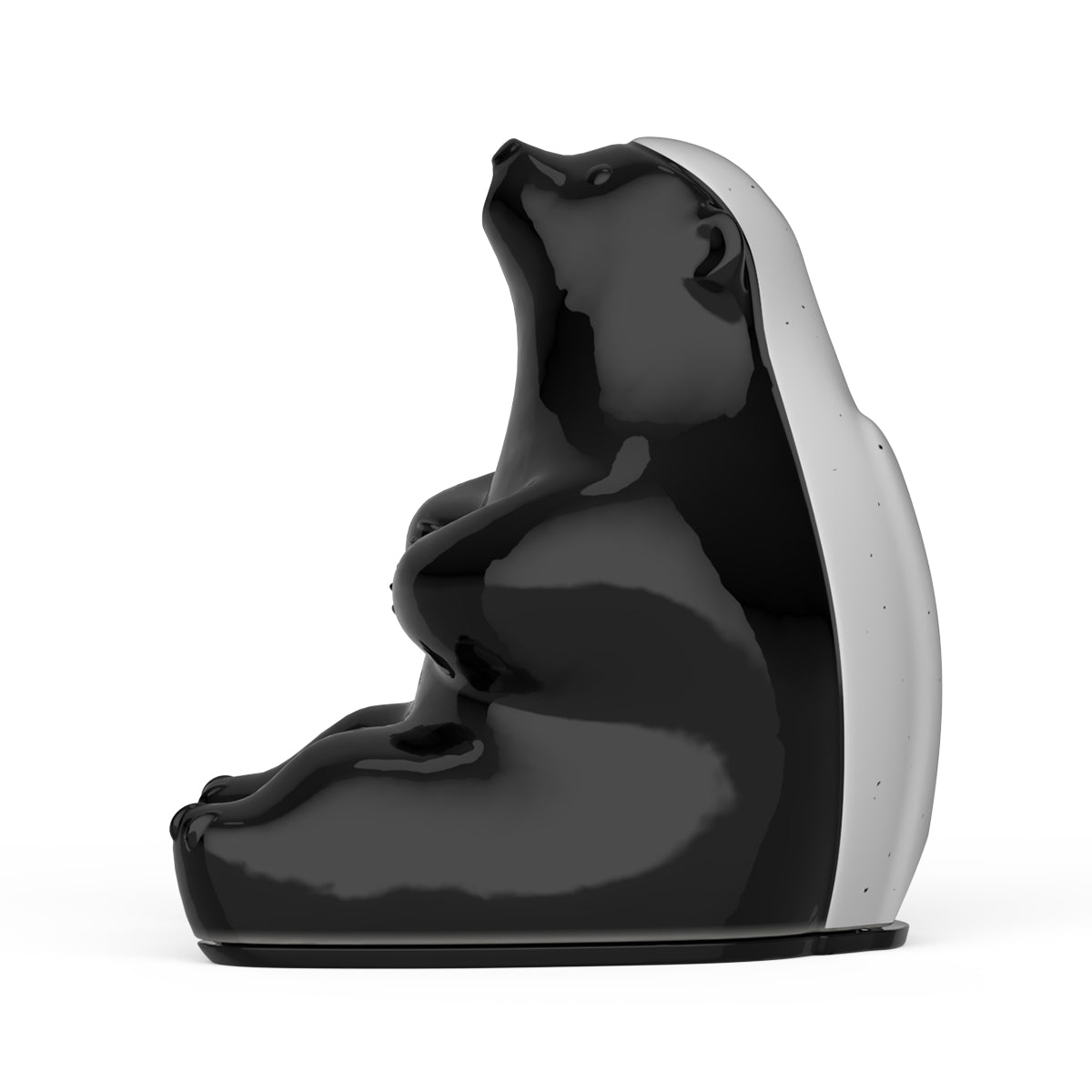 Sideways view of Collins ceramic honey badger incense holder