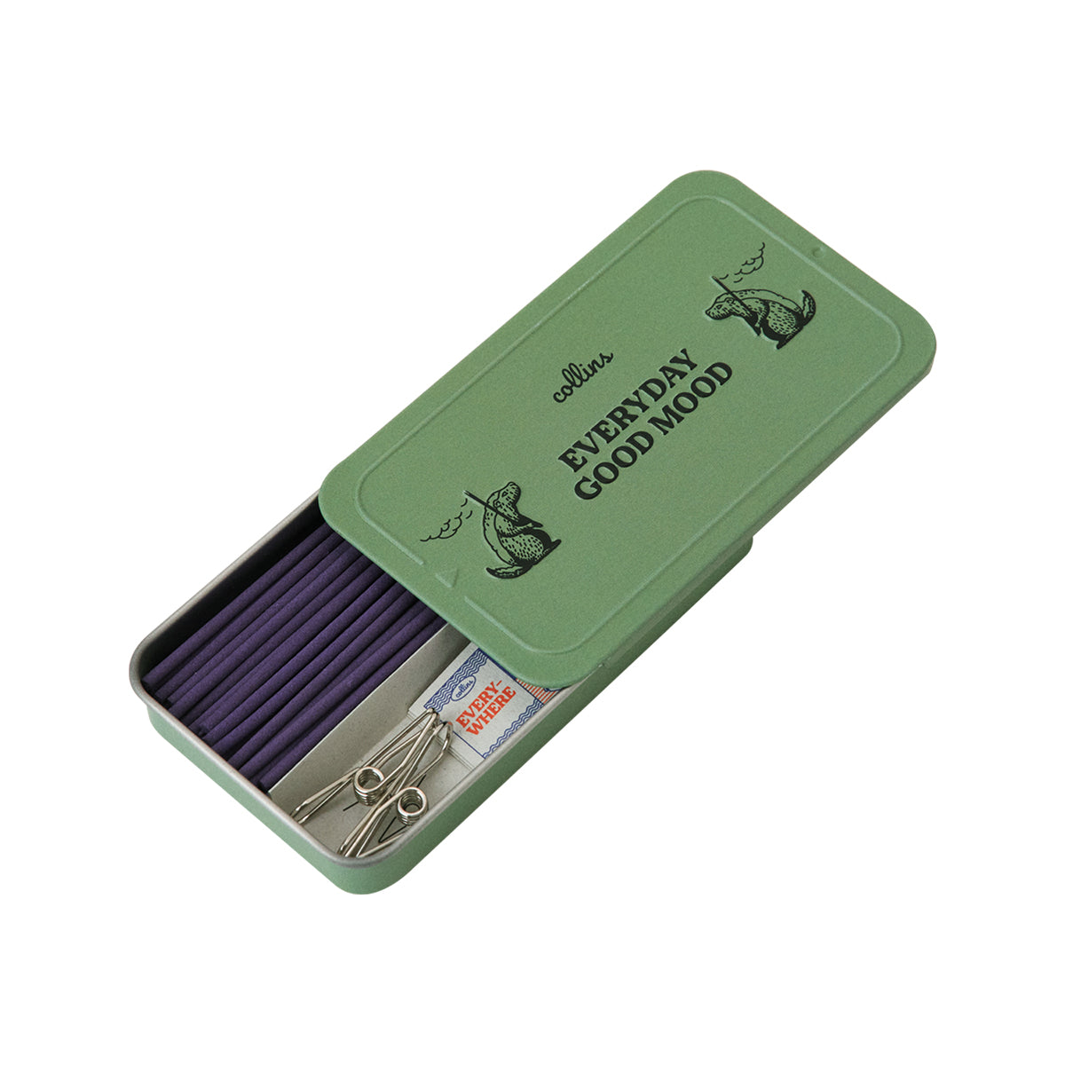 Collins 'Do Not Disturb' natural incense sticks in open metal tin on white background