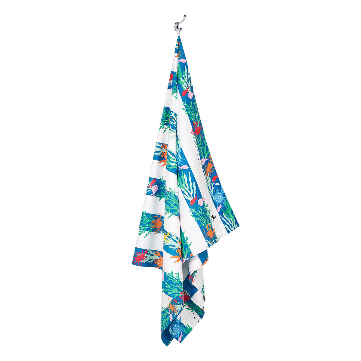 Dock and Bay kids beneath the reef M beach towel hanging on a hook