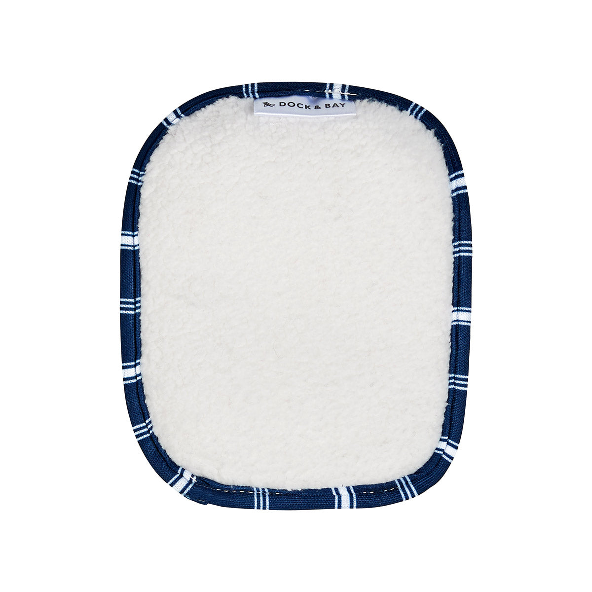 Close up of navy dock and bay makeup wipes on a white background
