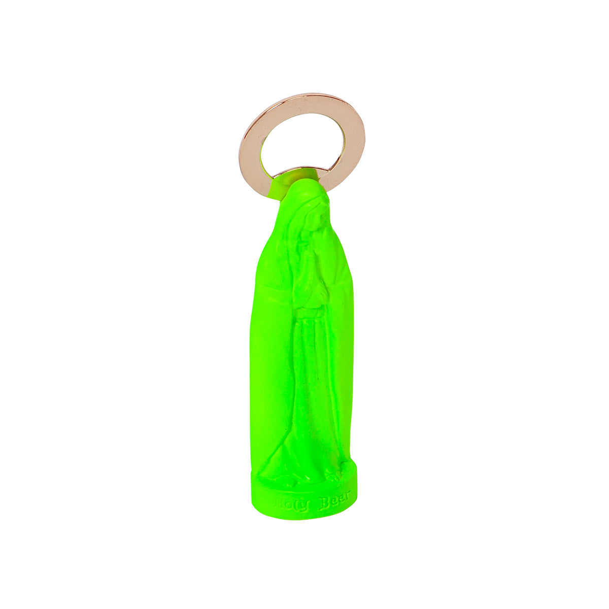 Doiy green holy beer bottle opener with white background