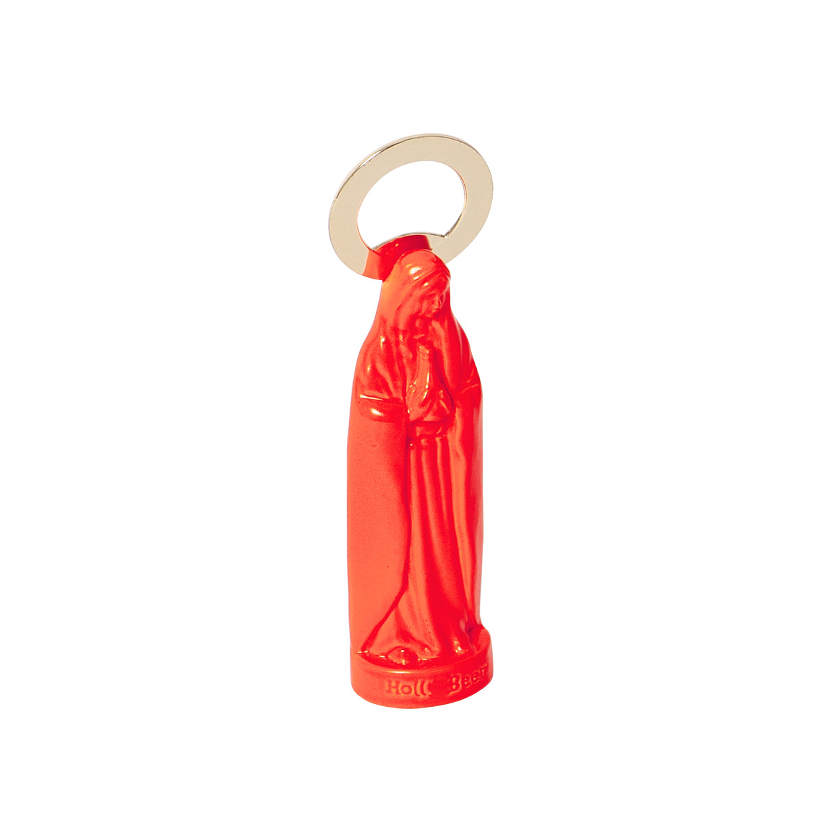 Doiy orange holy beer bottle opener with white background