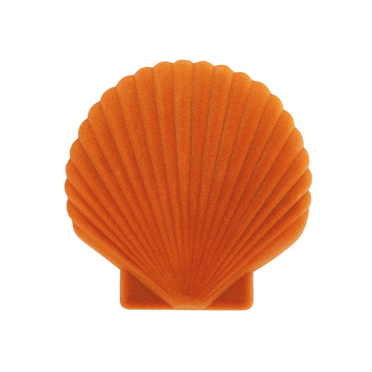 Top of closed DOIY orange velvet venus jewelry box on white background
