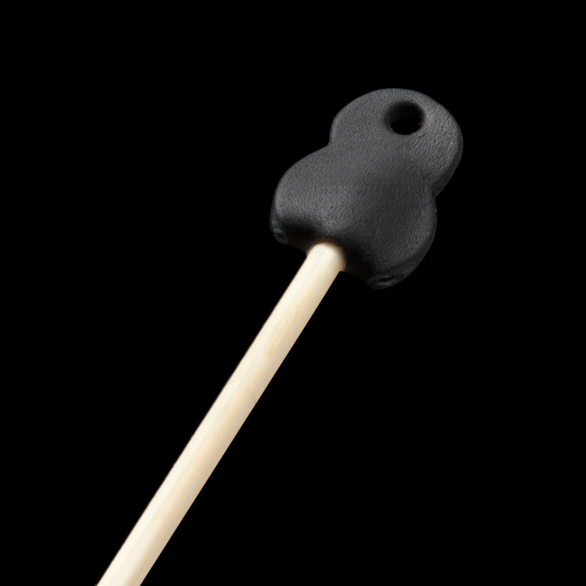 Close up of Essey fly-fly black swatter tip on angle on black background