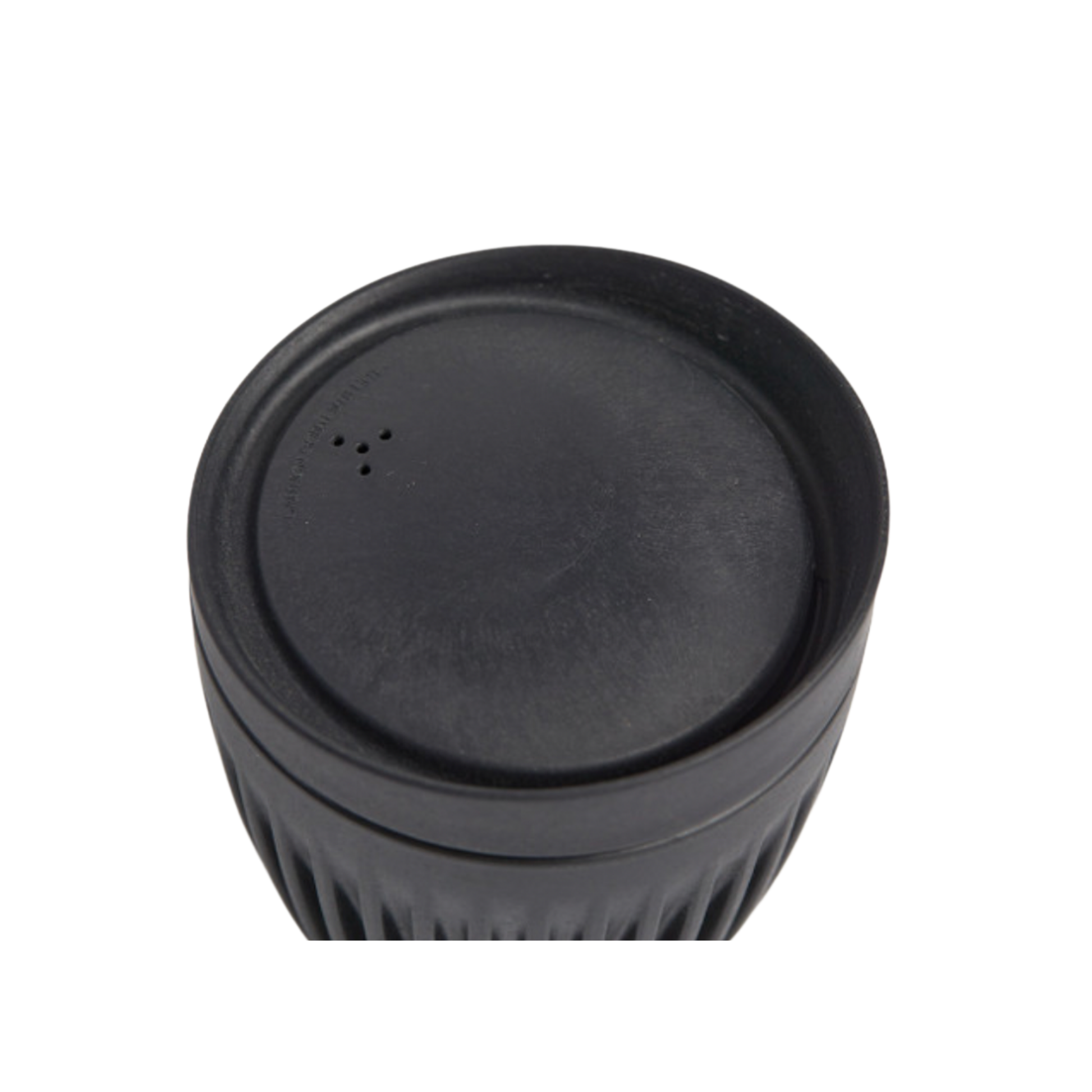 HuskeeCup 12oz with Lid Charcoal out of packaging top angle view