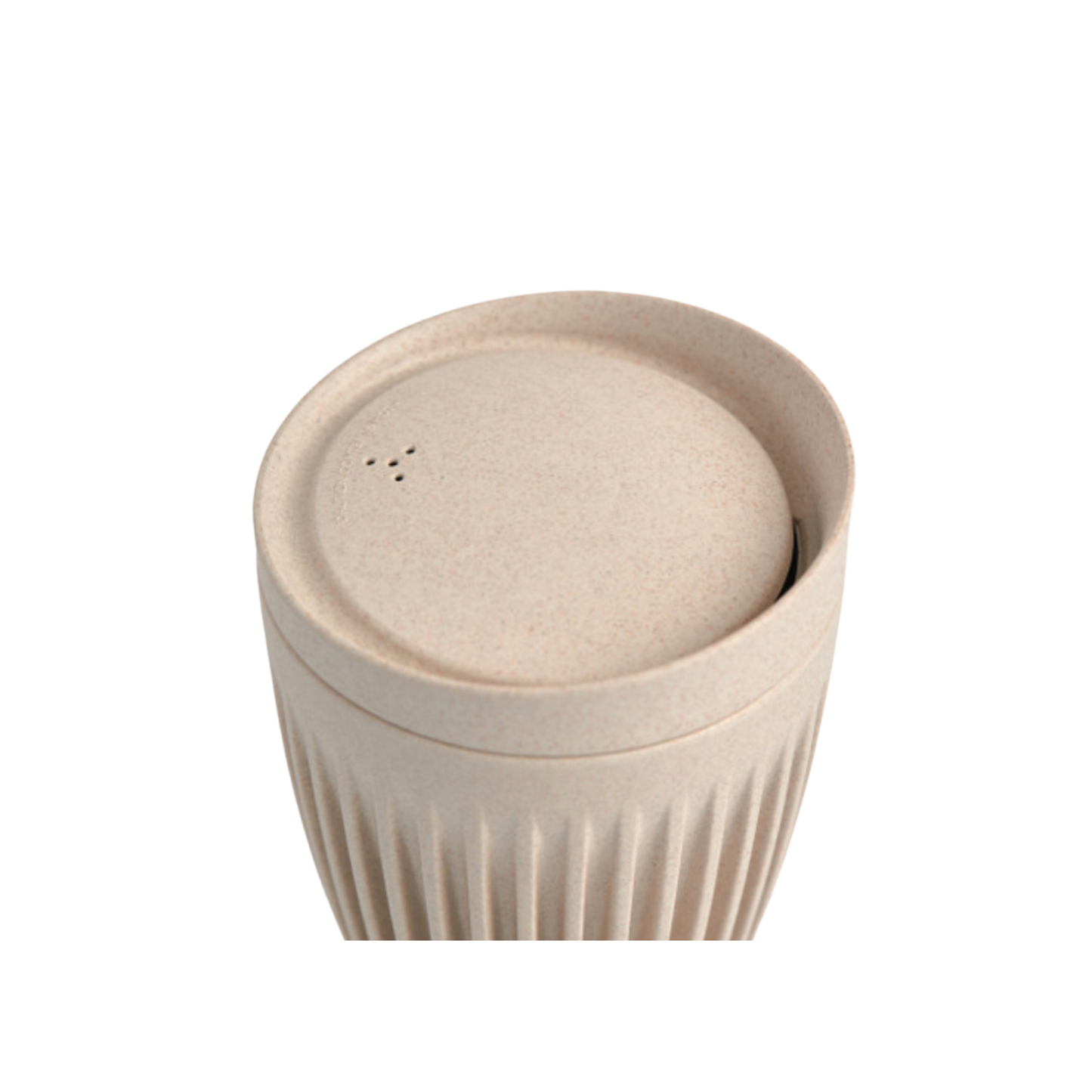 HuskeeCup 6oz with Lid Natural out of packaging top angle view
