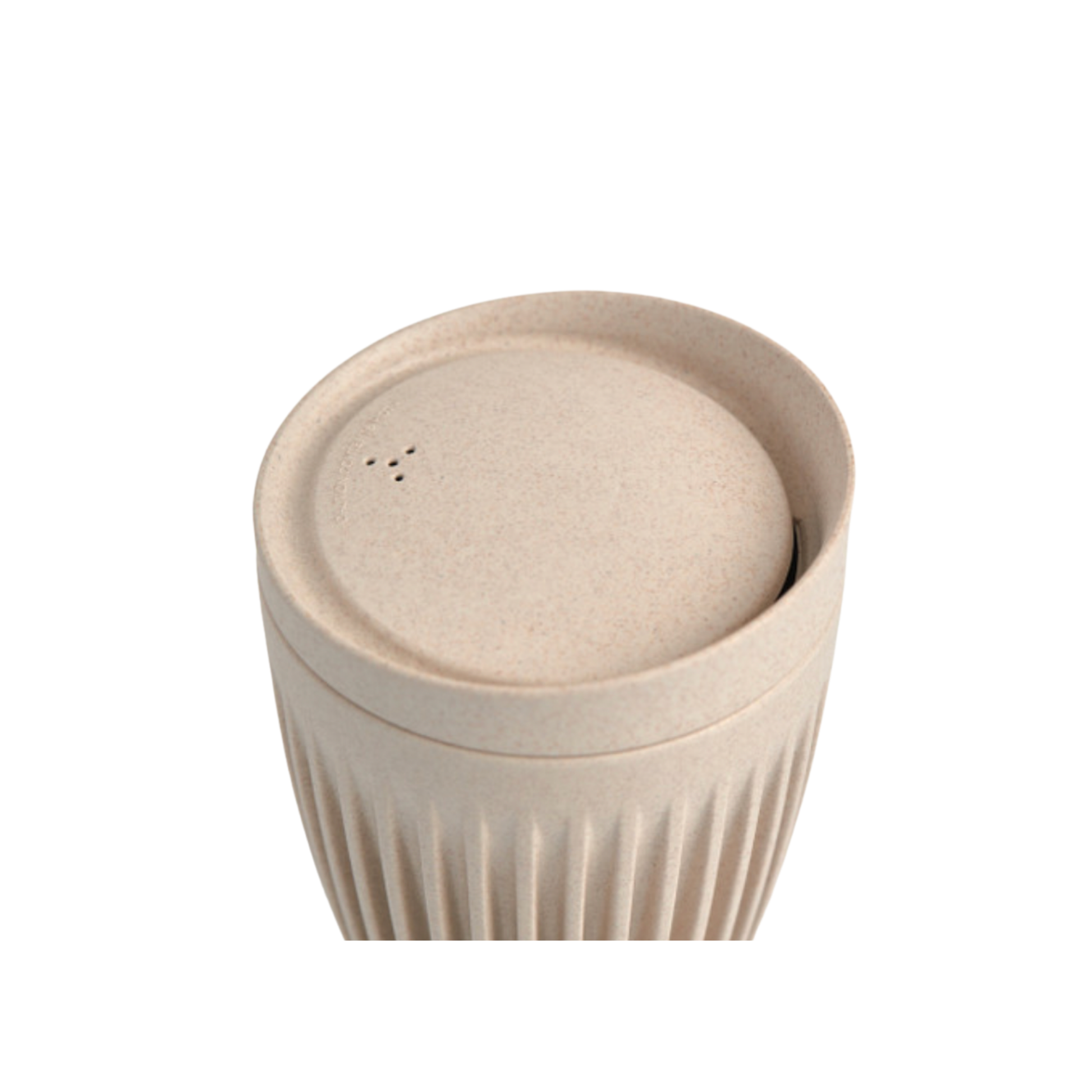 HuskeeCup 6oz with Lid Natural out of packaging top angle view