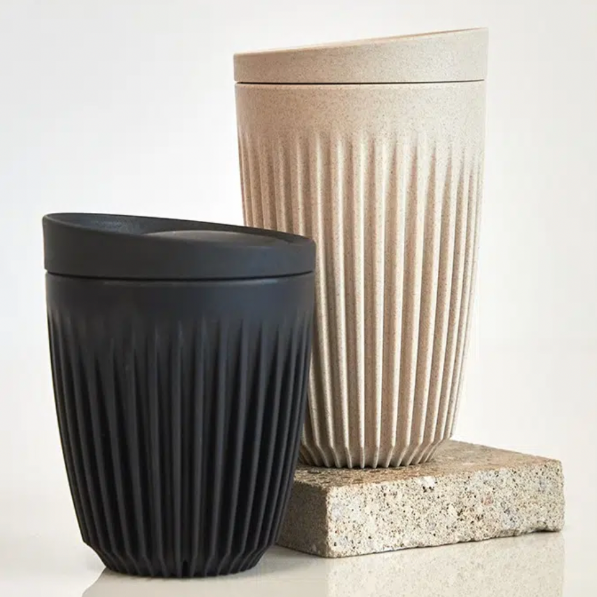 HuskeeCup 8oz with Lid Charcoal with 12oz Huskee range 