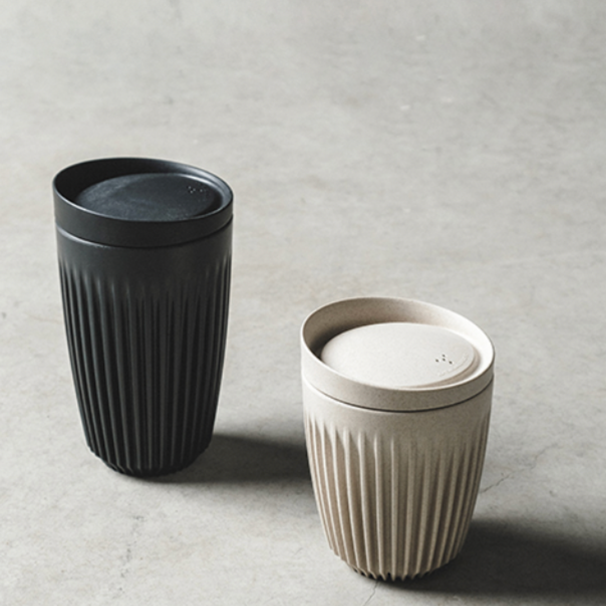 HuskeeCup 8oz with Lid Natural with 12oz Huskee range 