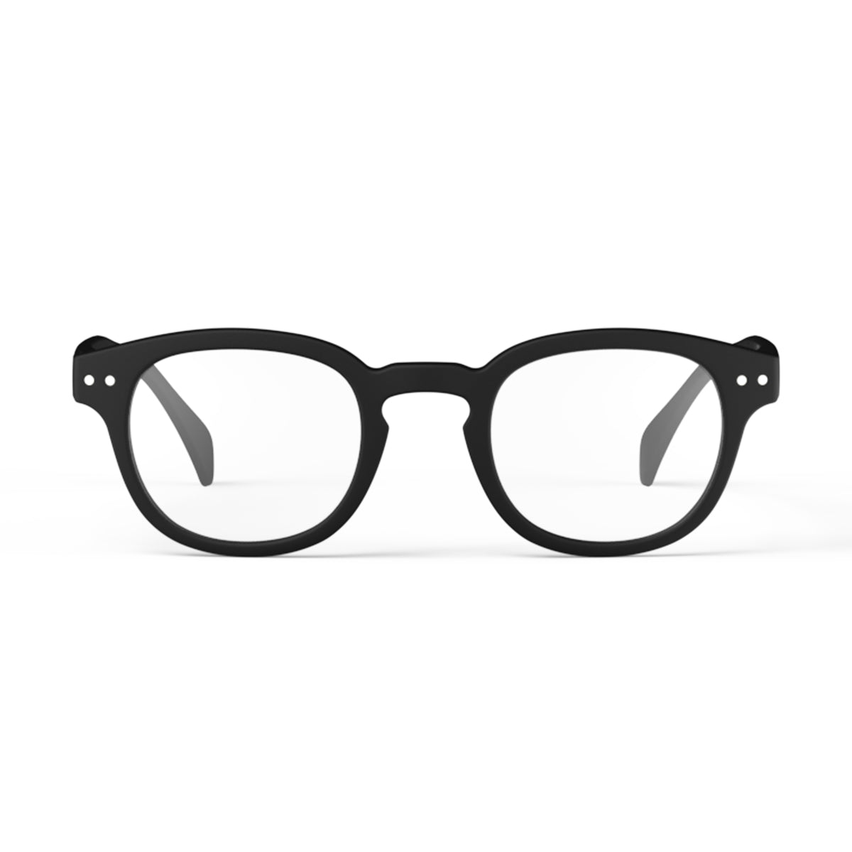 Izipizi shape c black reading glasses face on on white background