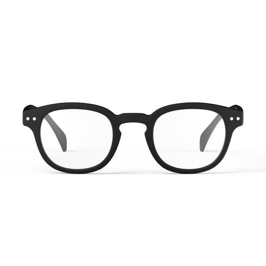 Izipizi shape c black reading glasses face on on white background