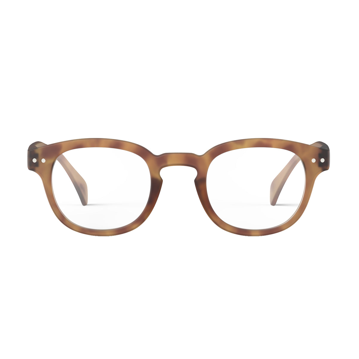Front view of IZIPIZI Reading Glasses - Havane Brown - Lightweight Plastic Frame - Flexible Rubber Arms - Unisex Square Shape C - Stylish and Comfortable Readers for Everyday Use