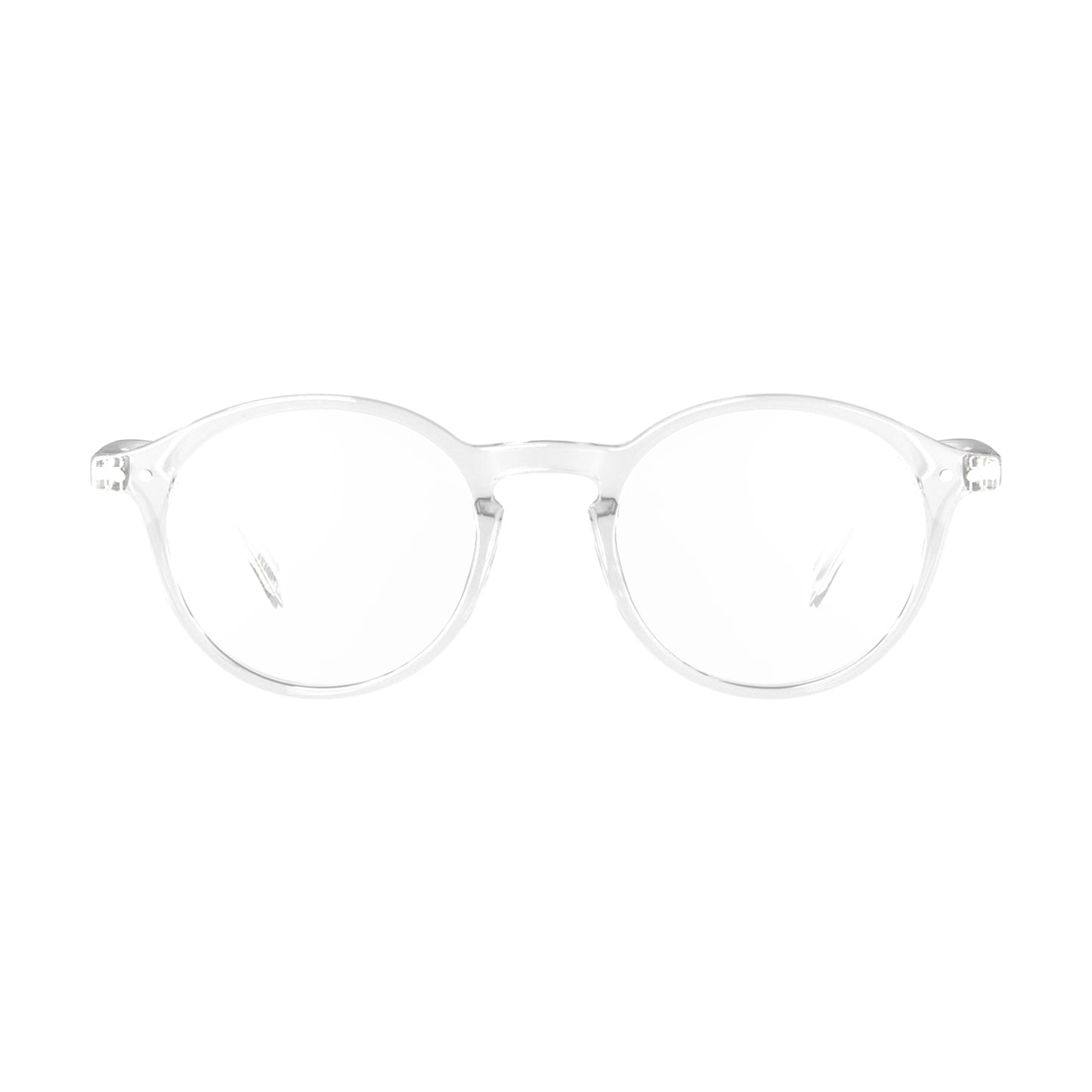 Front view of IZIPIZI Reading Glasses - Crystal Clear - Lightweight Plastic Frame - Flexible Rubber Arms - Unisex Round Shape D - Stylish Transparent Readers for Everyday Vision Comfort