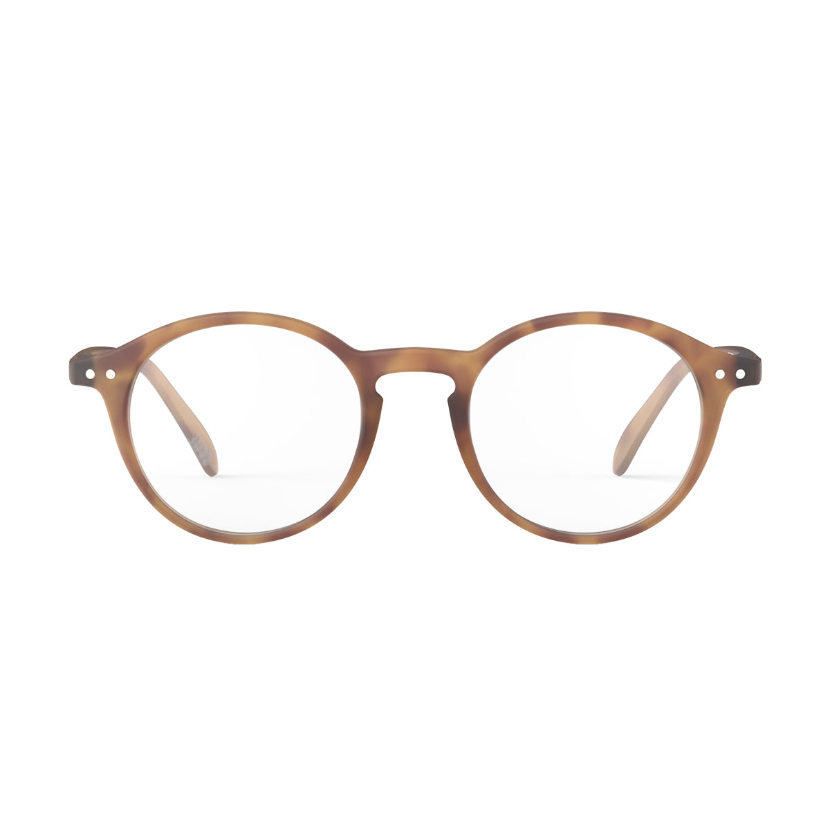 Front view of IZIPIZI Reading Glasses - Havane Brown - Lightweight Plastic Frame - Flexible Rubber Arms - Unisex Round Shape D - Stylish Readers for Daily Vision Correction and Comfort