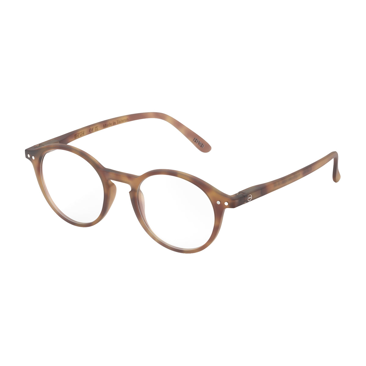 Side view of IZIPIZI Reading Glasses - Havane Brown - Lightweight Plastic Frame - Flexible Rubber Arms - Unisex Round Shape D - Stylish Readers for Daily Vision Correction and Comfort
