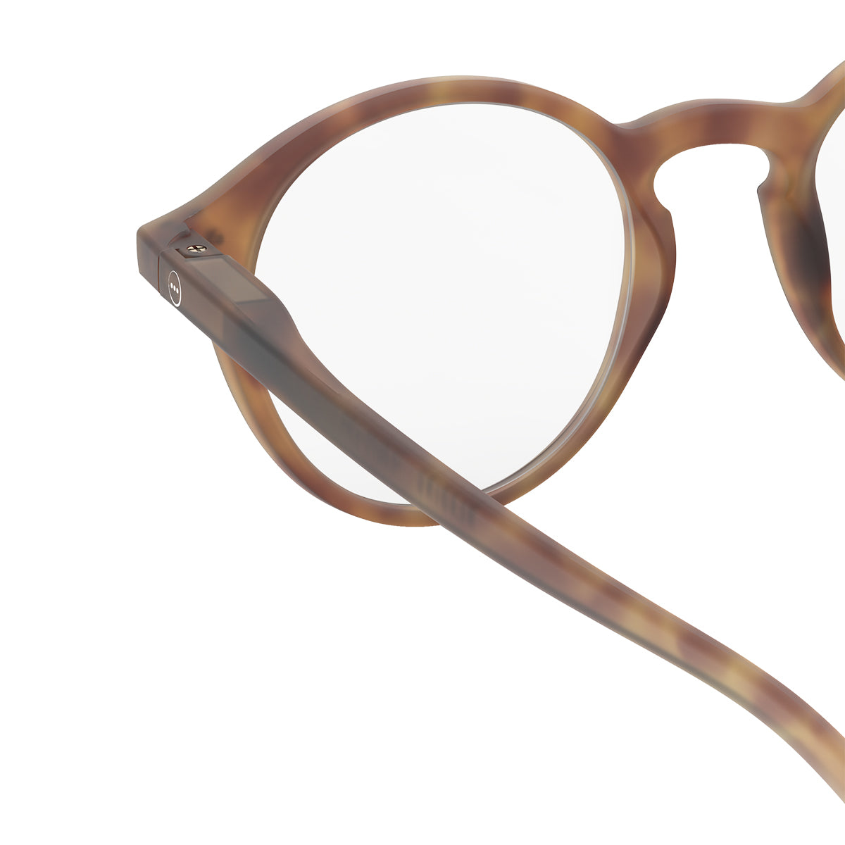 One part back view of IZIPIZI Reading Glasses - Havane Brown - Lightweight Plastic Frame - Flexible Rubber Arms - Unisex Round Shape D - Stylish Readers for Daily Vision Correction and Comfort