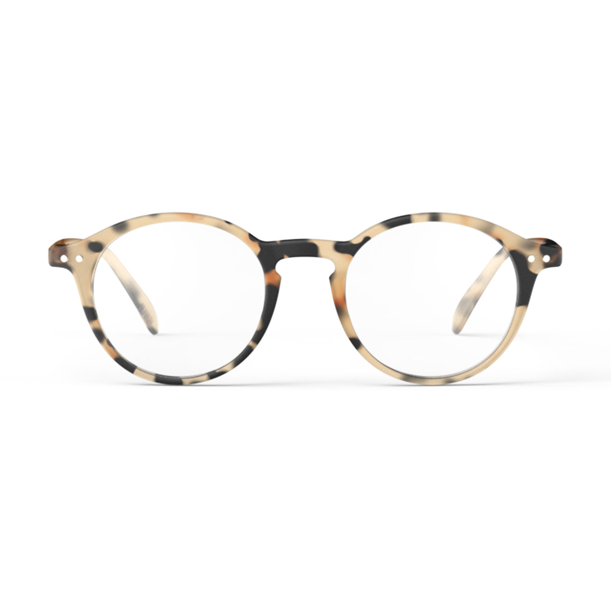 Izipizi shape d light tortoise reading glasses face on on white background