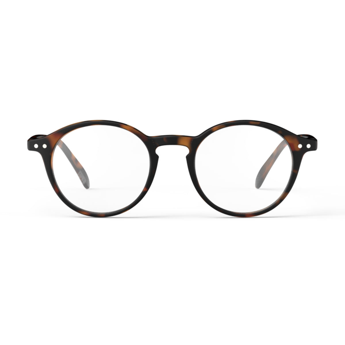 Izipizi shape d light tortoise reading glasses face on on white background