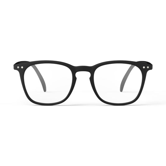 Izipizi shape e black reading glasses face on on white background