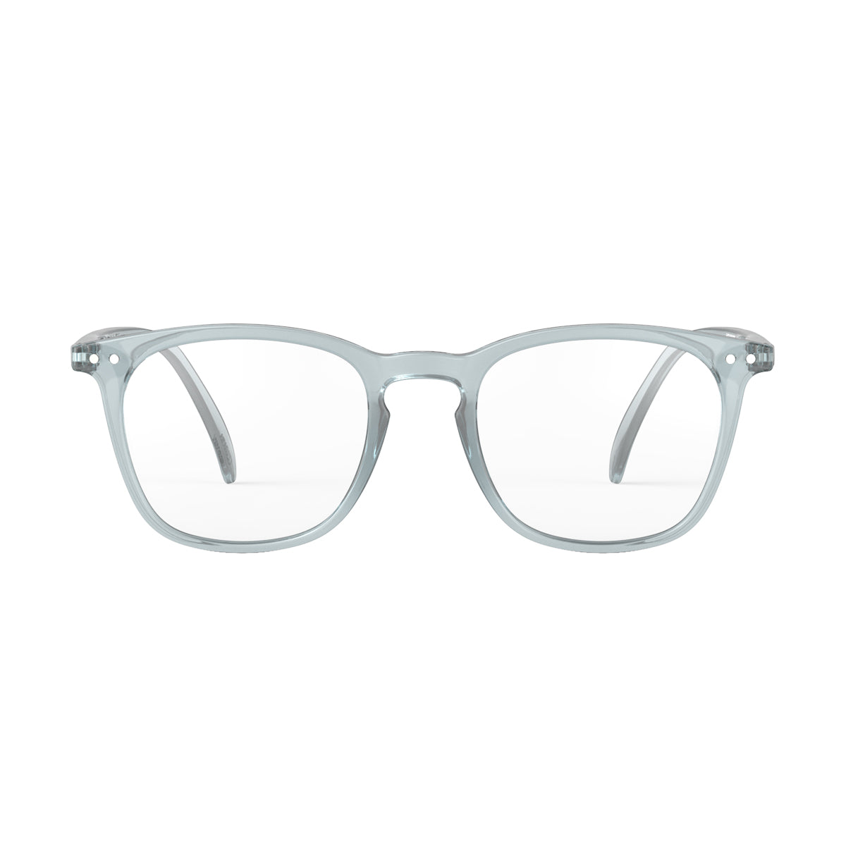 Izipizi shape e frozen blue reading glasses face on on white background