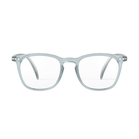 Izipizi shape e frozen blue reading glasses face on on white background