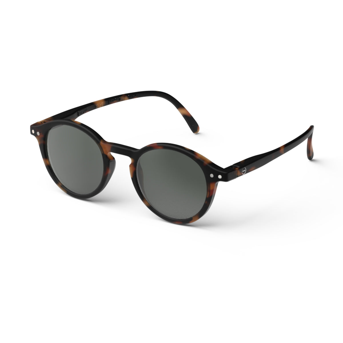 Izipizi junior sunglasses shape d tortoise close up of front right hand side on white background