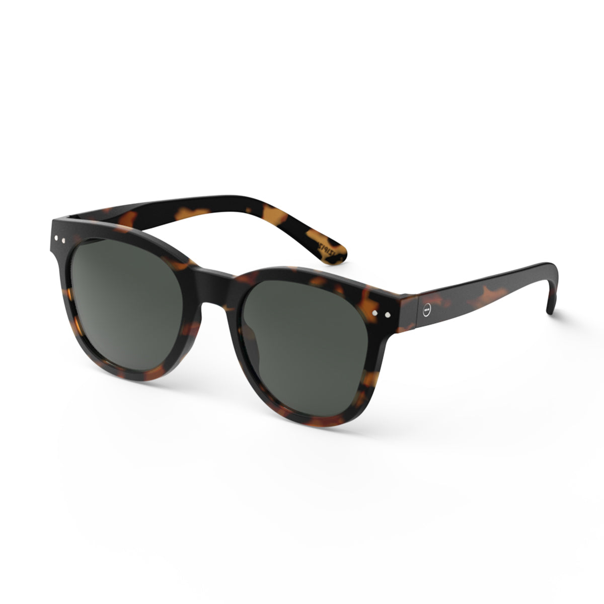 Izipizi shape n tortoise sunglasses on an angle white background