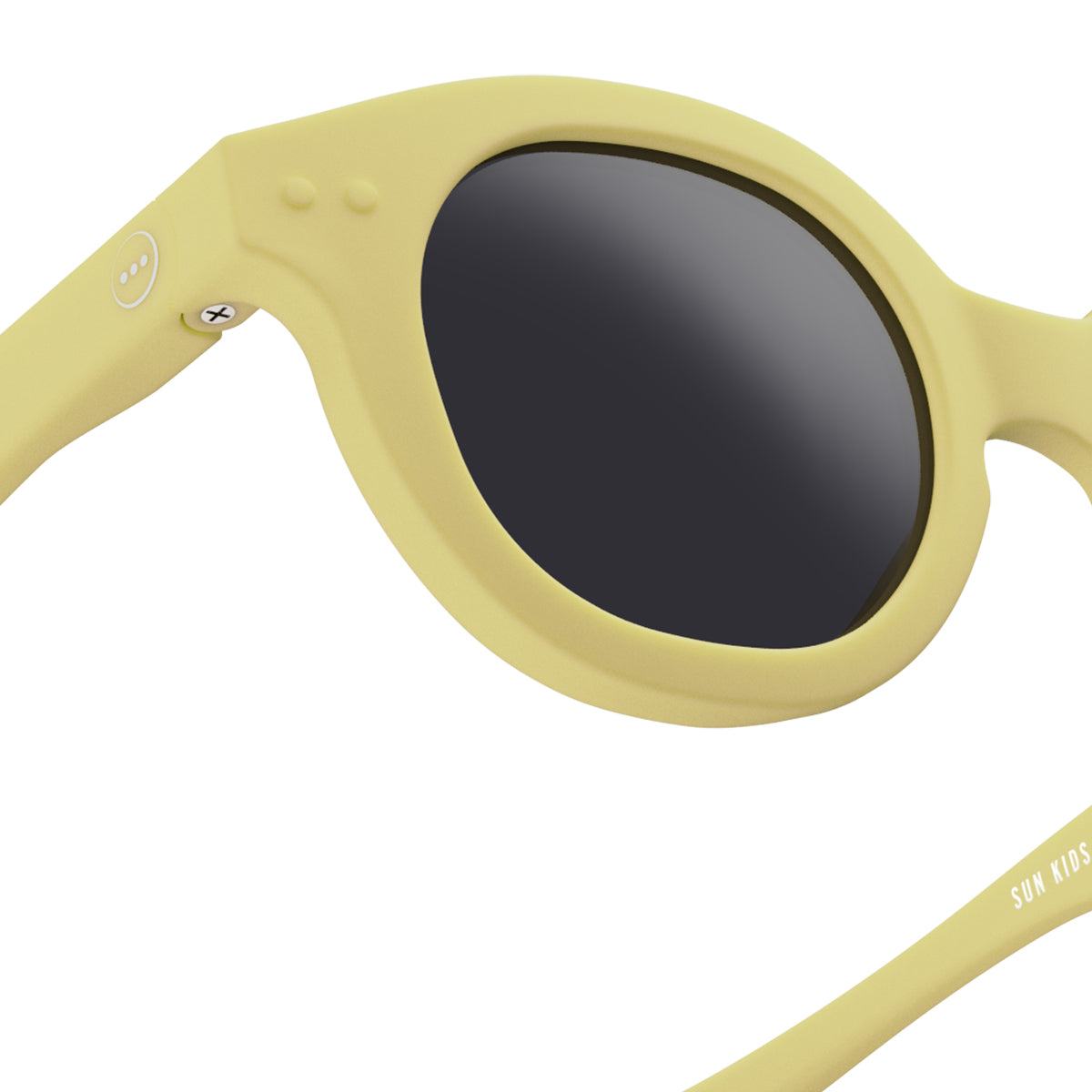 Izipizi kids sunglasses shape c lemonade close up of front right hand side on white background