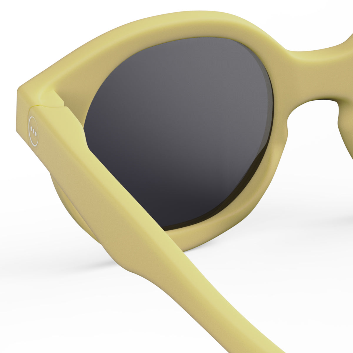 Izipizi kids sunglasses shape c lemonade close up of back left hand side on white background
