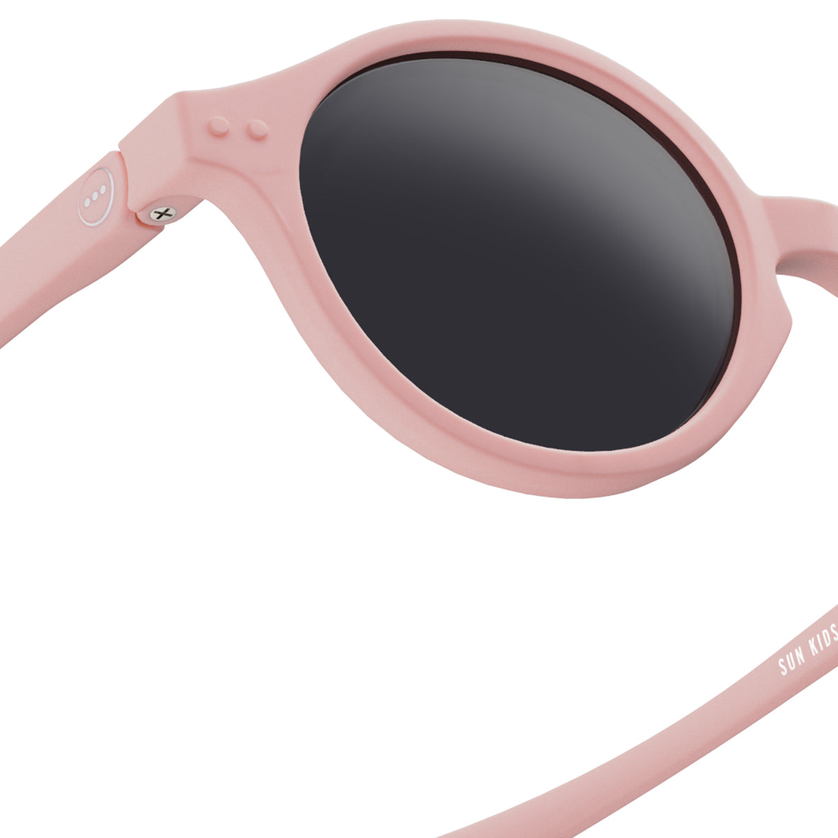 Izipizi kids sunglasses shape d pastel pink close up of front right hand side on white background