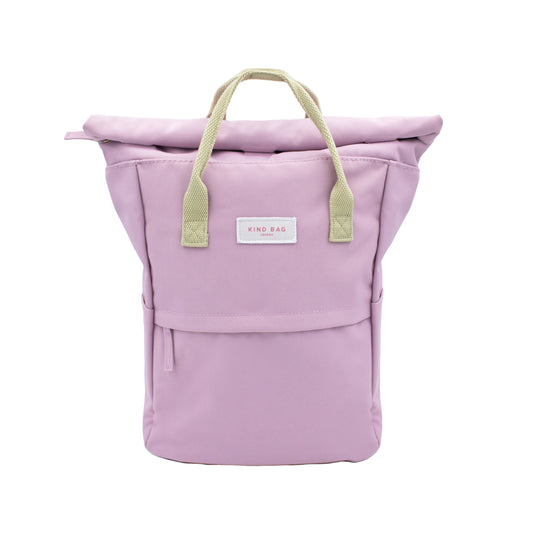 Kind Bag's Backpack Medium in colour dusk pink shown closed from the front.