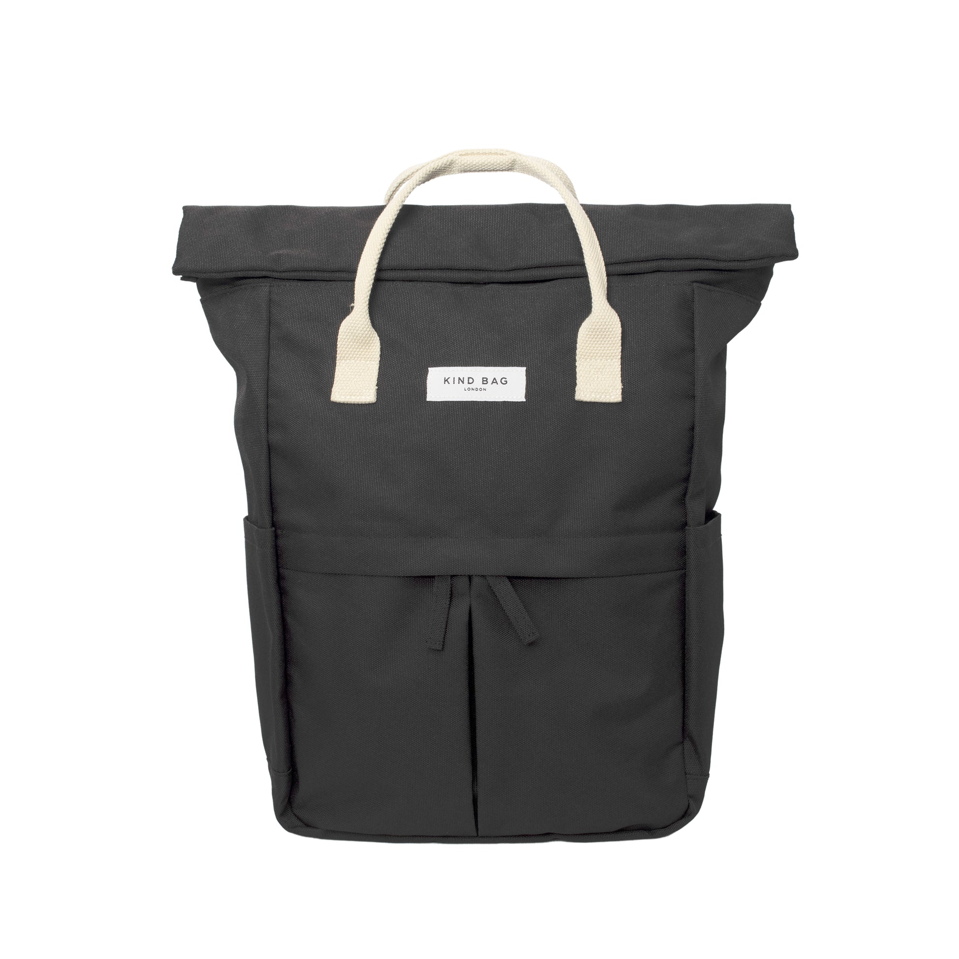 Kind Bag's Backpack Medium in colour black shown closed from the front.